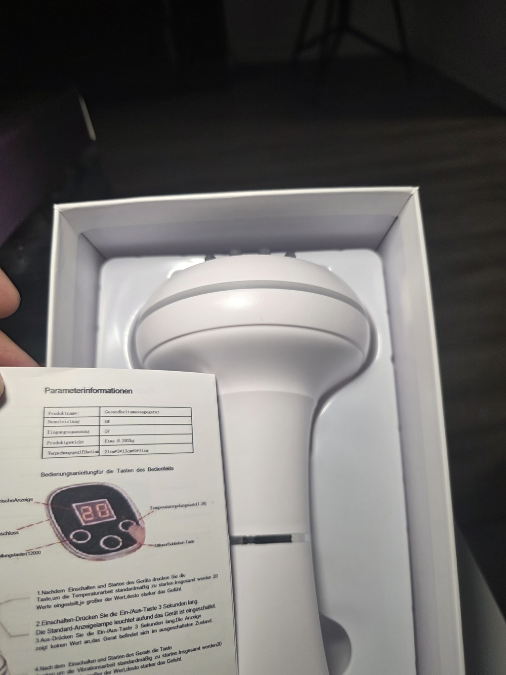 White Handheld Beauty Device - LED Display